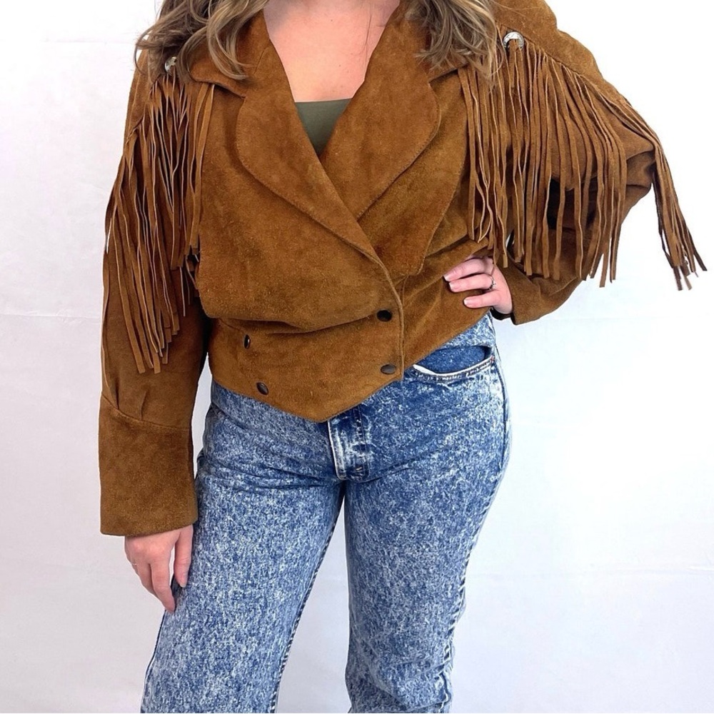 Vintage Brown Suede Fringe Jacket